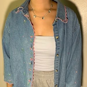 thrifted flower jean top